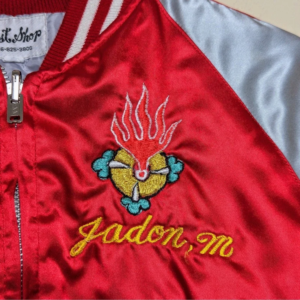 Vintage Japan Yokosuka Souvenir‎ Dragon Satin Embroidered 80s Jacket Youth Small